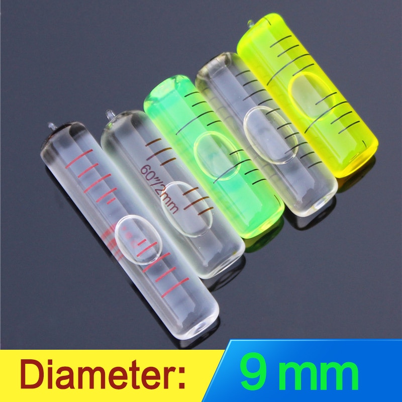 Multiple specifications and precision glass tube level bubble High precision spirit level Green liquid blister Diameter 9mm