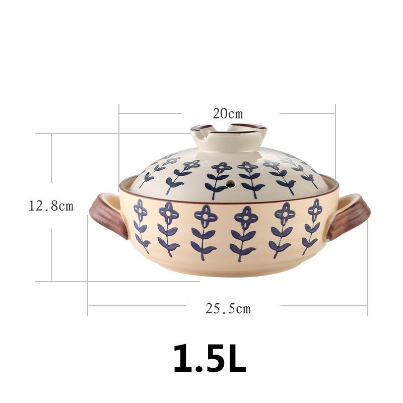 Japanese Soup Pot Crock Pots Casserole Ceramic Rice Noodle Saucepan High Temperature Resistant Cooking Pan For Gas Stove Kitchen: 1.5L D