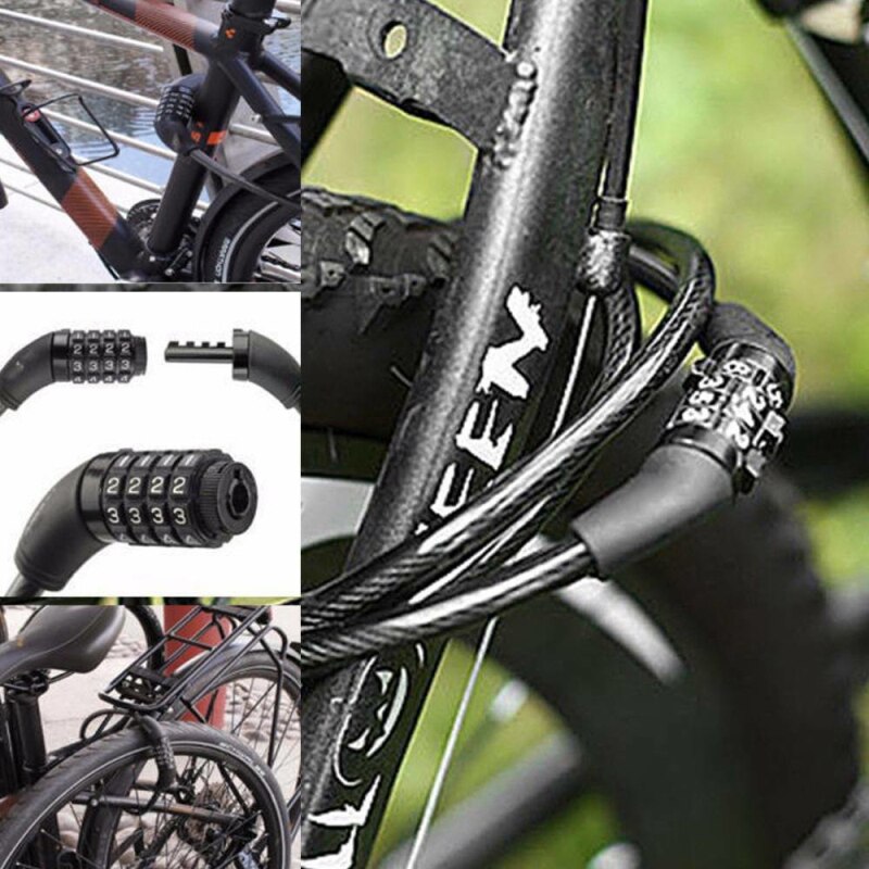 Candado antirrobo para bicicleta de montaña, candado de seguridad con combinación de código de 4 dígitos, accesorios para bicicletas