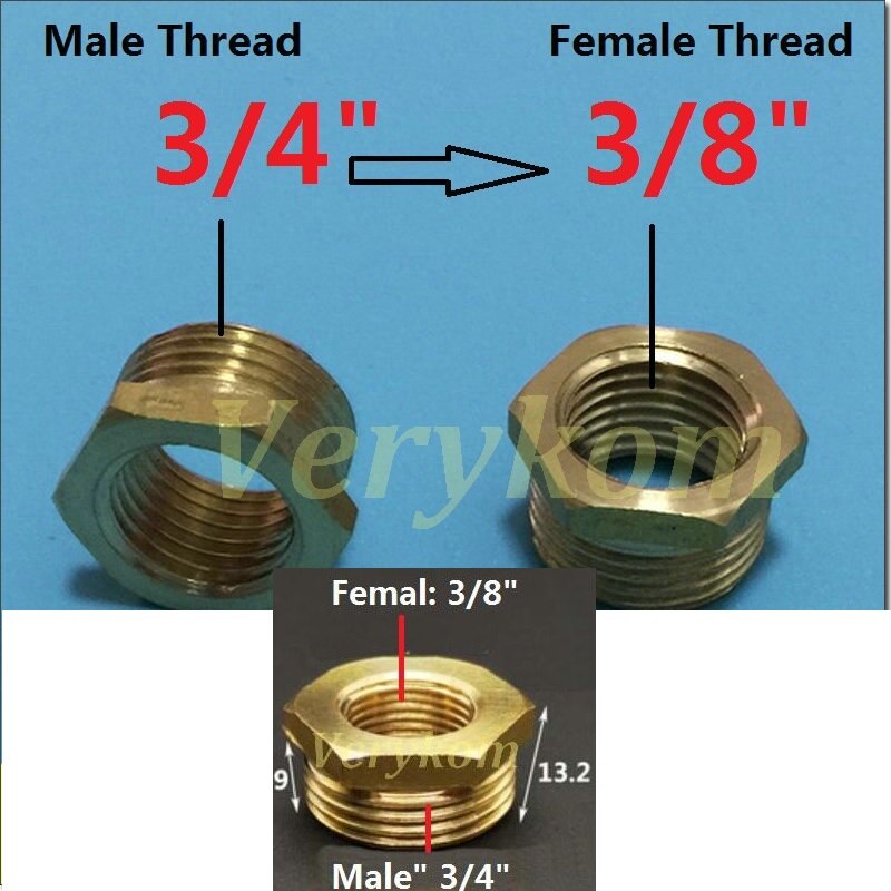 10x Verykom Pneumatische Messing Verloopstuk Fitting 3/4 "1/2" Male Naar 1/8 "3/8" 1/4 "Vrouwelijke Verminderen adapter Lucht Water Gas DN10/15/20/25: DN20-DN10