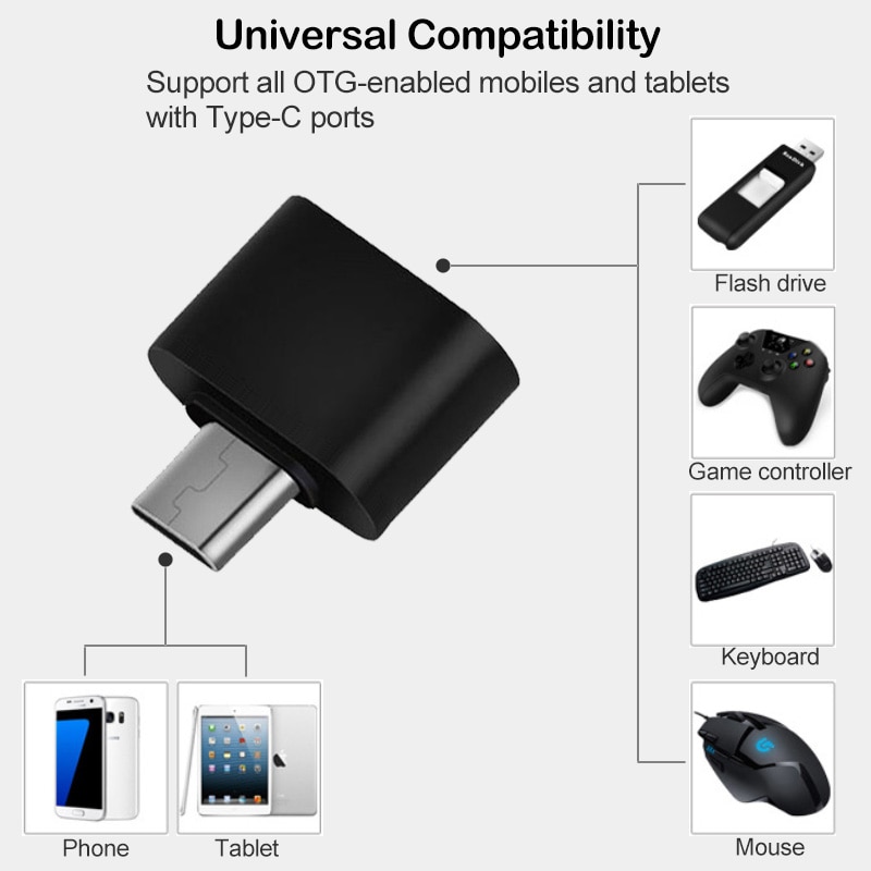 1/2/4Pcs USB Type-C OTG Adapter for Huawei P50 P40 P30 P20 Pro Lite Honor 50 30 20 Pro Mate 20 30 40 Nova 5T USB-C OTG Converter