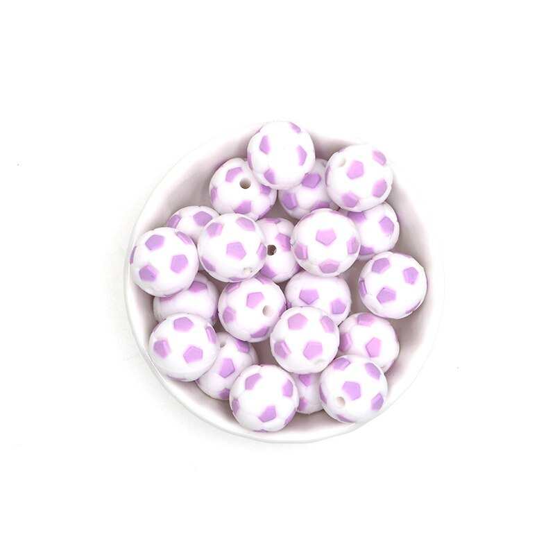 kovict 5pcs Silicone Beads 15mm Baby Teether Football Food Grade Silicone Soccer Round Bead BPA Free Bracelet: NO.01 Purple
