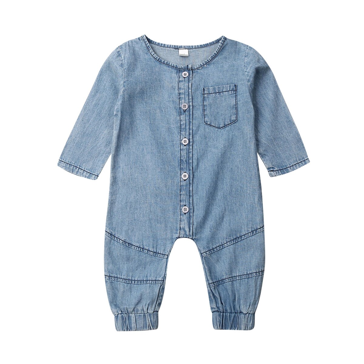 0-24M Infant Kid Baby Girl Boy Clothes Soft Denim Romper Long Sleeve Jumpsuit Outfits