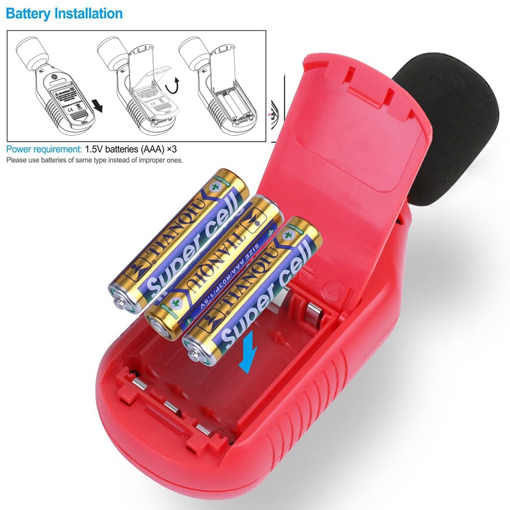 UNI-T UT353BT Mini Bluetooth Digital Noise Meter 30-130dba DB Monitoring Sound Level Meter Backlit LCD Display