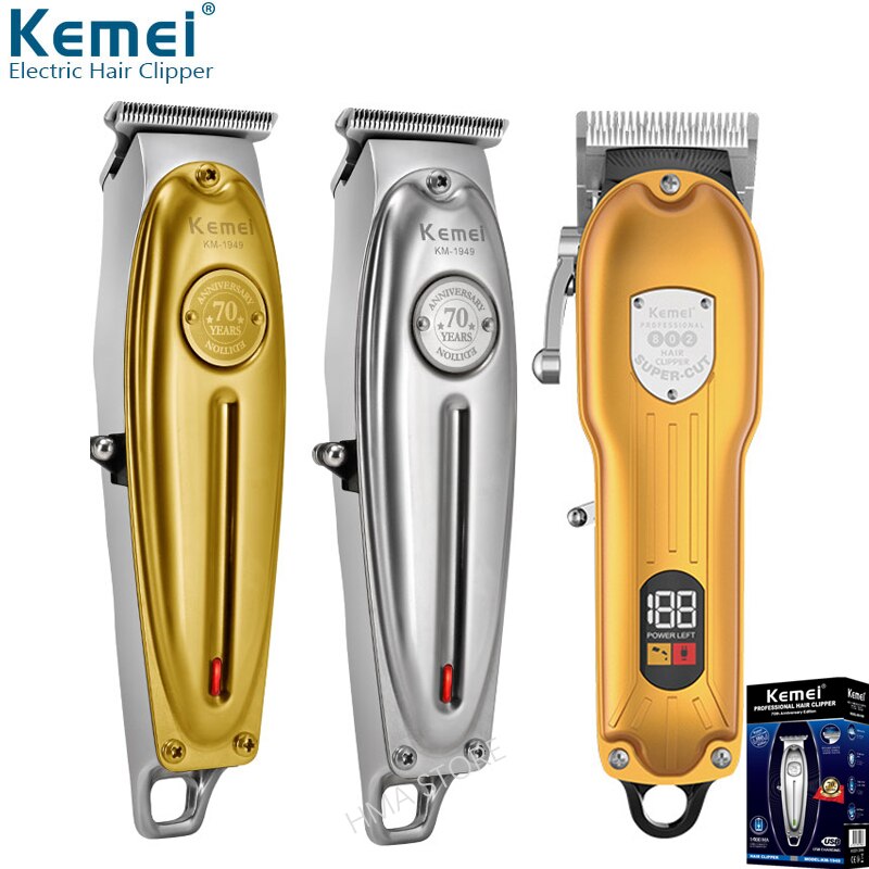 Kemei-maquinilla eléctrica para cortar el pelo para hombres, máquina para cortar el pelo de Metal, cabeza de aceite de 0mm, carga USB, 5w maquina de cortar cabello cortadora de pelo maquinilla de cortar