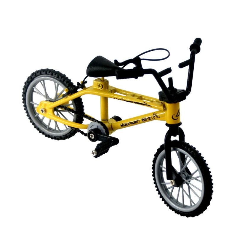 Mini dedo brinquedos de bicicleta liga miniatura mtb bicicleta modelo diy simulação criativa mountain bike ciclismo crianças presentes educativos: Amarelo