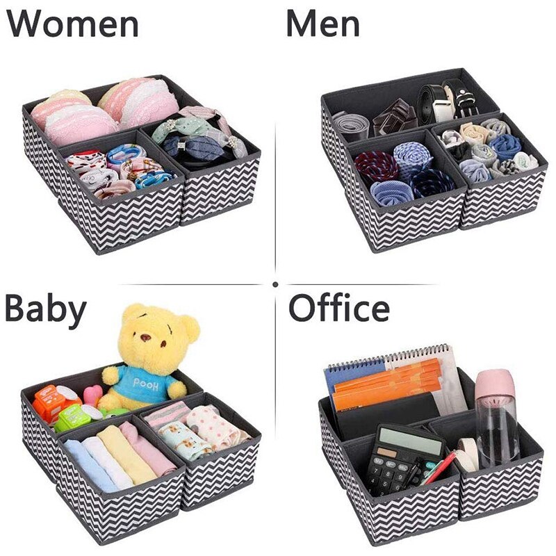 A Set of 10 Dresser Drawer Storage Boxes Fabric Wardrobe Storage Boxes for Cabinets Drawer Inserts, Collapsible Storage Boxes