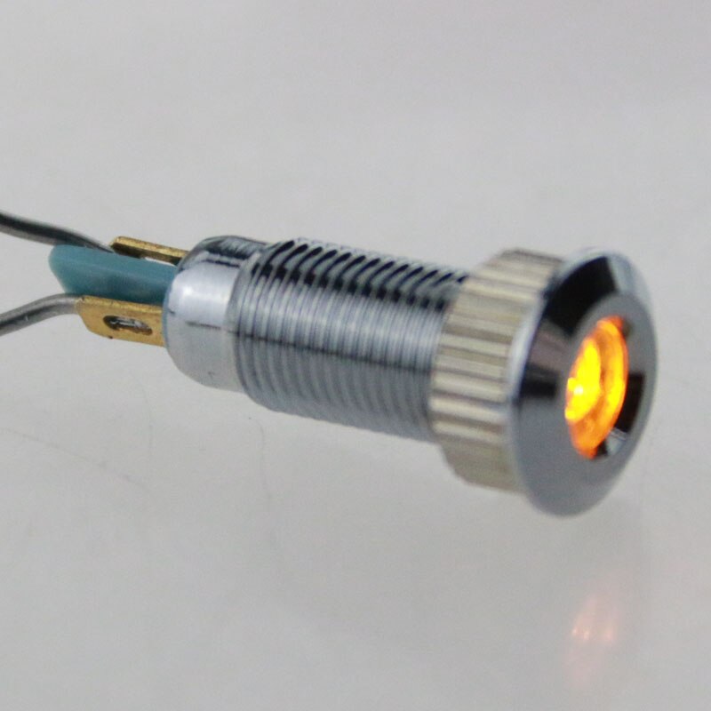 10 stk metall indikatorlys 8 mm metall lampe spenning 12 v varsel kjøretøy lampe rød grønn gul blå og hvit: Gul