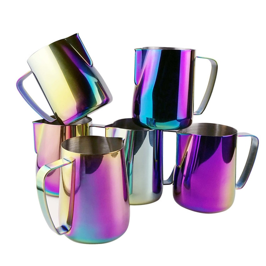 Roestvrij Staal Koffie Melk Opschuimen Jug Pitcher 350Ml/600Ml Multicolor Espresso Koffie Pitcher Barista Koffie Tool Caffeeware