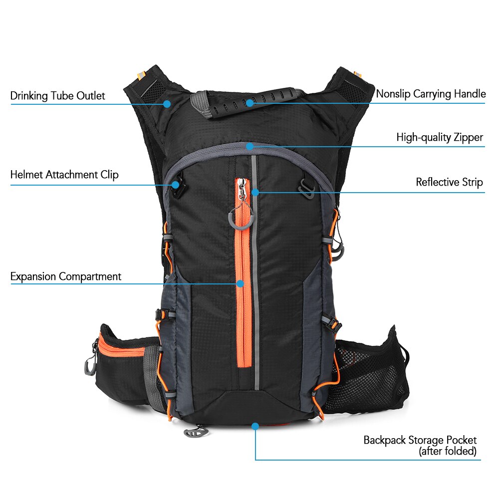 Waterproof Bicycle Bag Foldable Cycling Backpack 10L Ultralight Water Bag Climbing Hydration Backpack with 2L Water Bladder