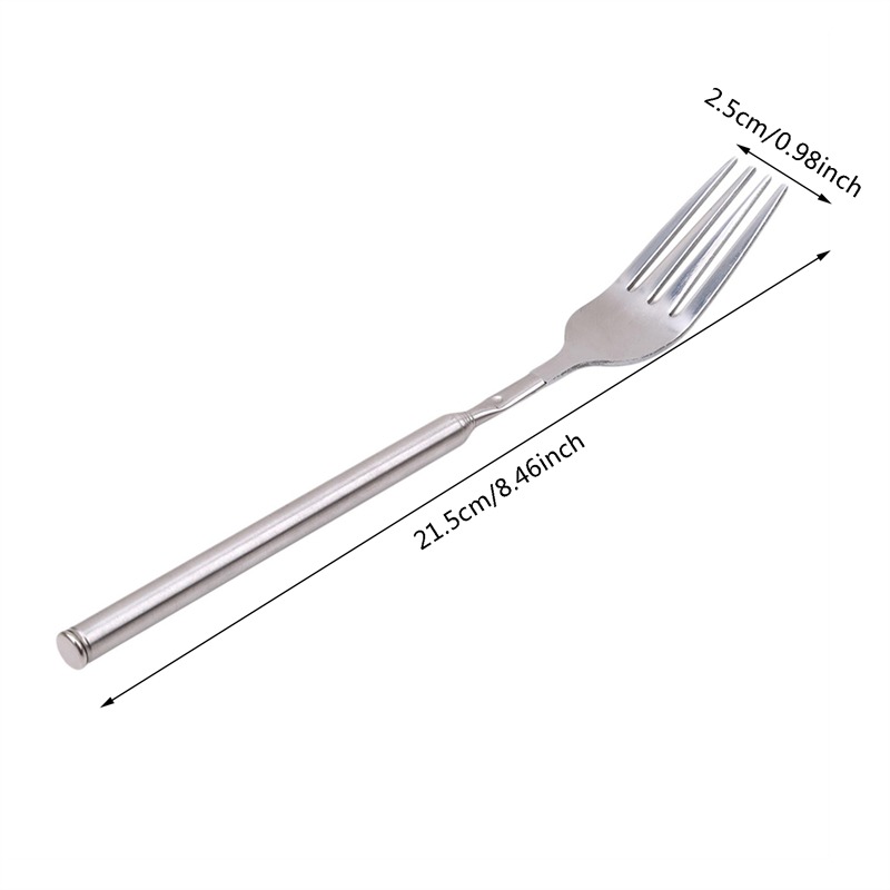 Retro Fork BBQ Telescopic Extendable Dinner Fruit Dessert Long Handle Fork Stainless Steel Cutlery Fork Tableware: Default Title