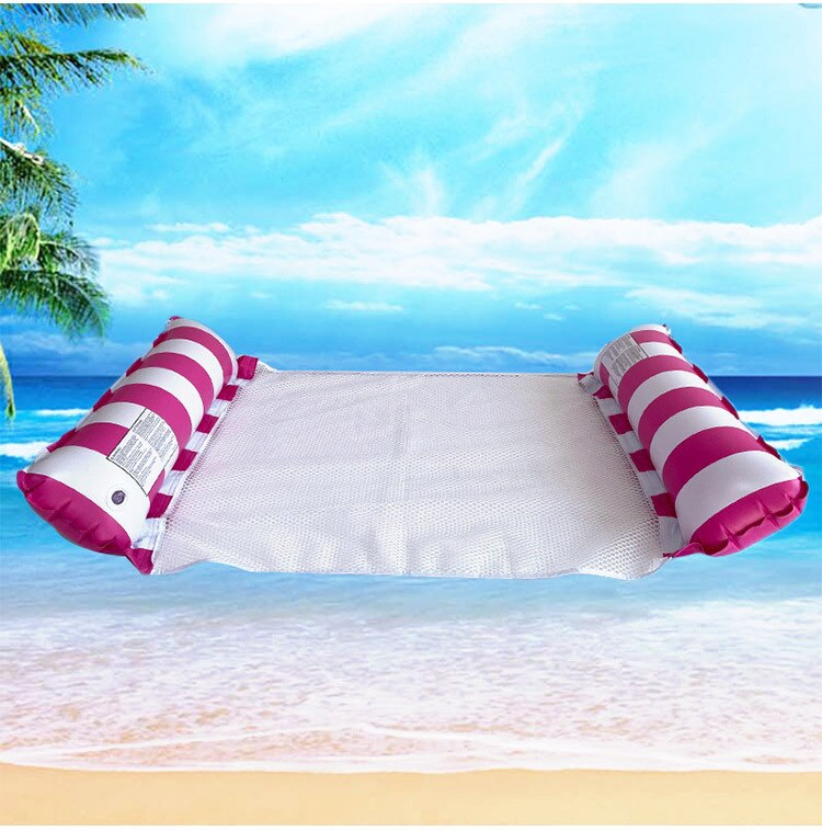 Hamaca de agua reclinable, colchón flotador inflable, anillo de natación, piscina, sillón de salón de agua plegable, juguete de , 10 colores: Rose Stripe