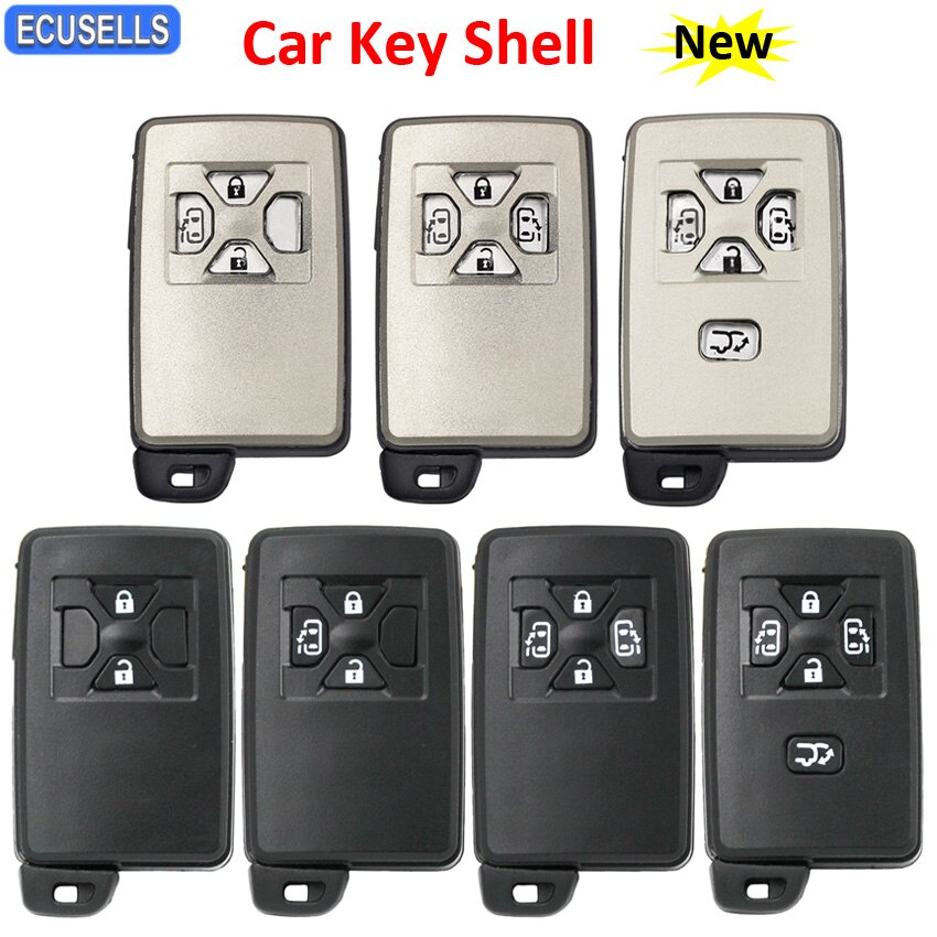 Funda inteligente para llave de coche, carcasa de 2/3/4/5 botones para Toyota Reiz, Avalon, Previa, Alphard, Prius, Color plata/negro