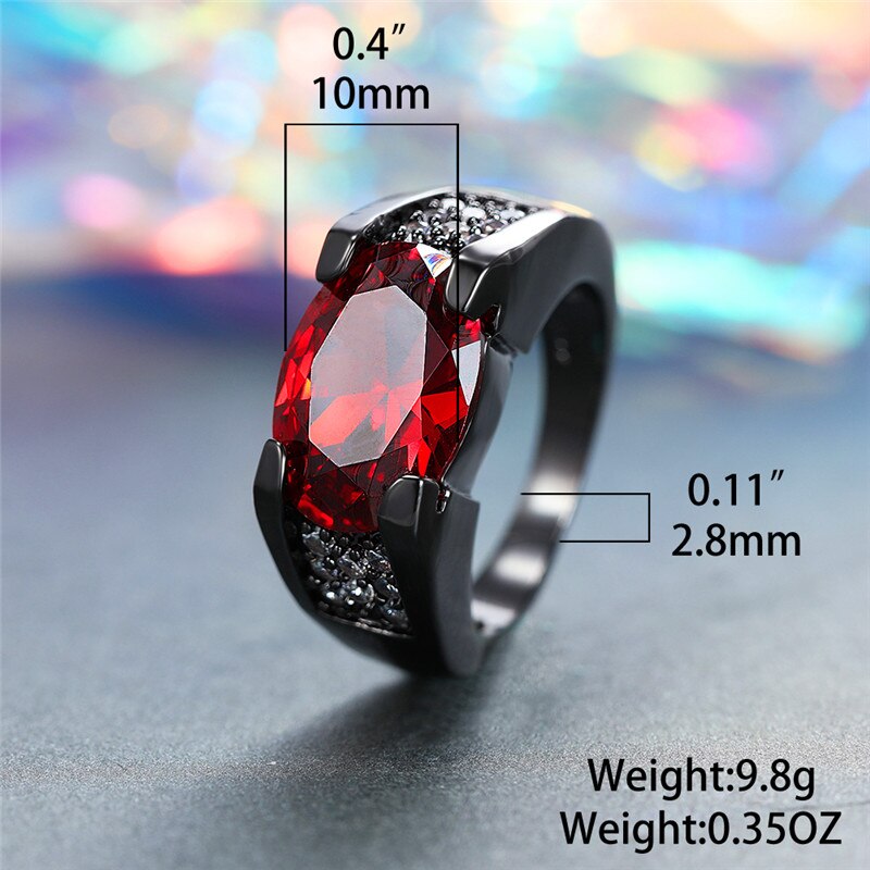 Fascino Maschile Femminile Rosso Anello di Pietra Ovale dell'annata Delle Donne Degli Uomini Oro Nero Da Sposa Anelli di Promessa di Amore solitario Anello di Fidanzamento