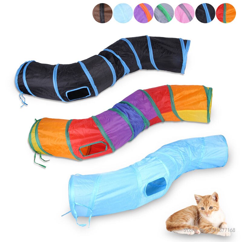 Rainbow S-Vormige Kat Tunnel Huishoudelijke Opvouwbare Polyester Doek Kat Kanaal Rollende Draak Huisdier Speelgoed Producten Fret Speelgoed