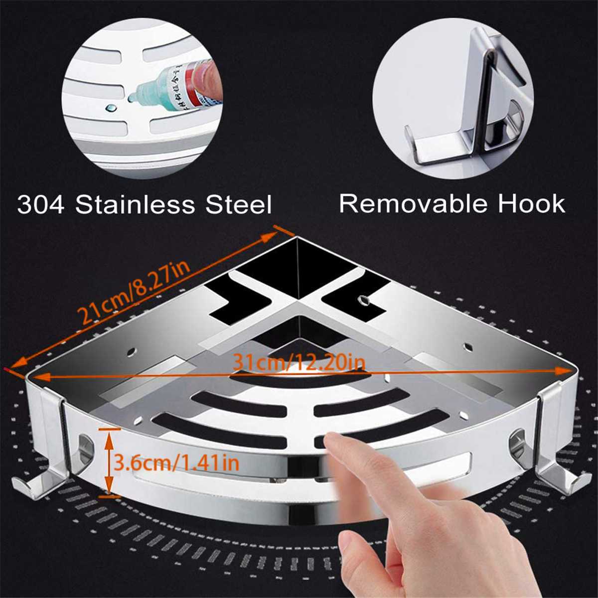 2 Layers Corner Shower Shelf Bathroom Shampoo Shower Shelf Holder Kitchen Storage Rack Punch Free Kitchen Tripod Corner Stand