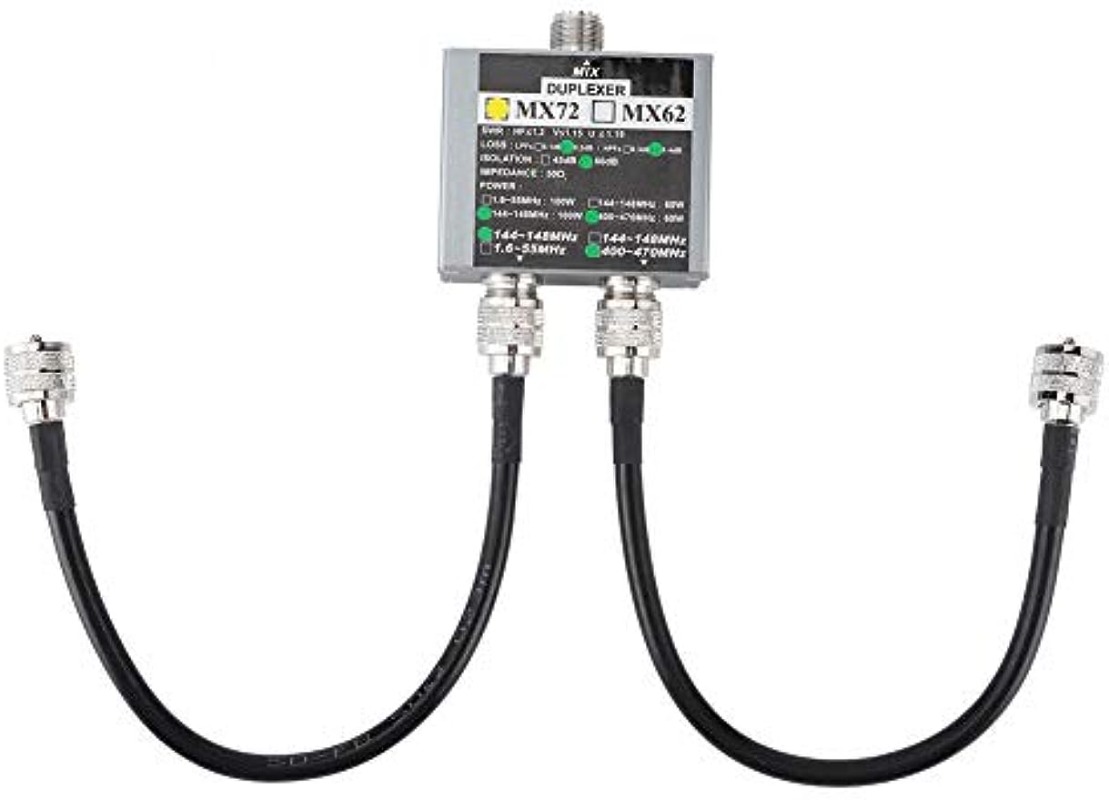 Portable UHF+VHF Duplexer,MX72 VHF+UHF Duplexer 144-148MHz/ 400-470MHz Different Frequency Transit Station Ham Antenna Combiner: black