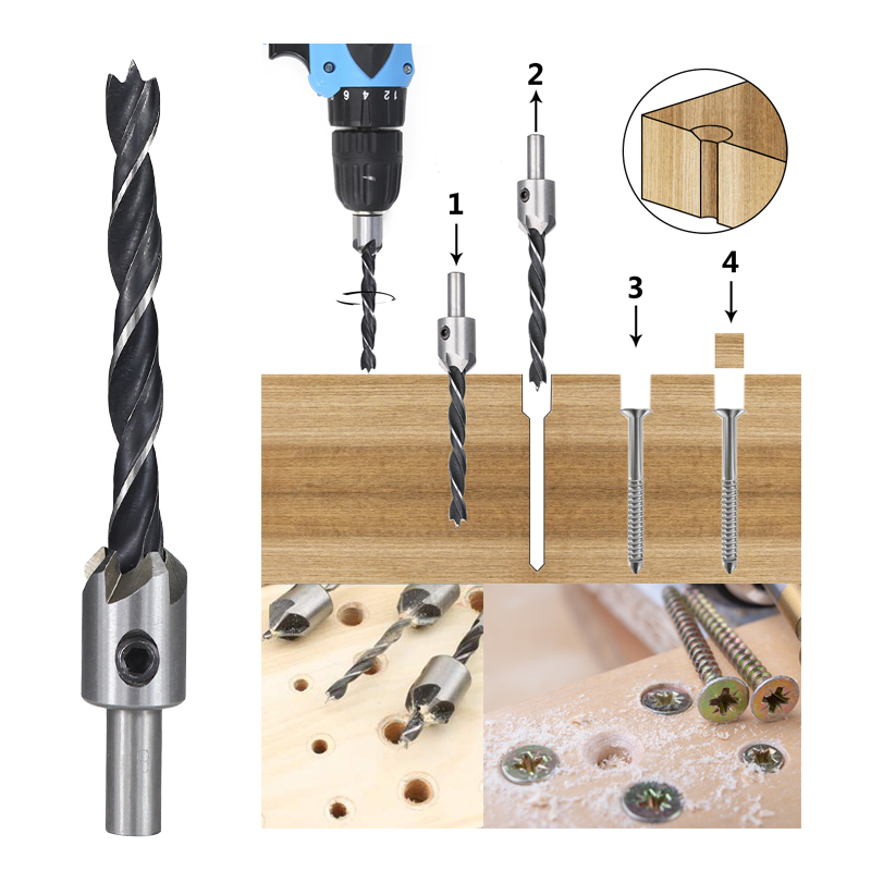 3mm-6mm hcs counter sink drill reamer drill set wood chamfer counter hole drill plyot cutter hole drill