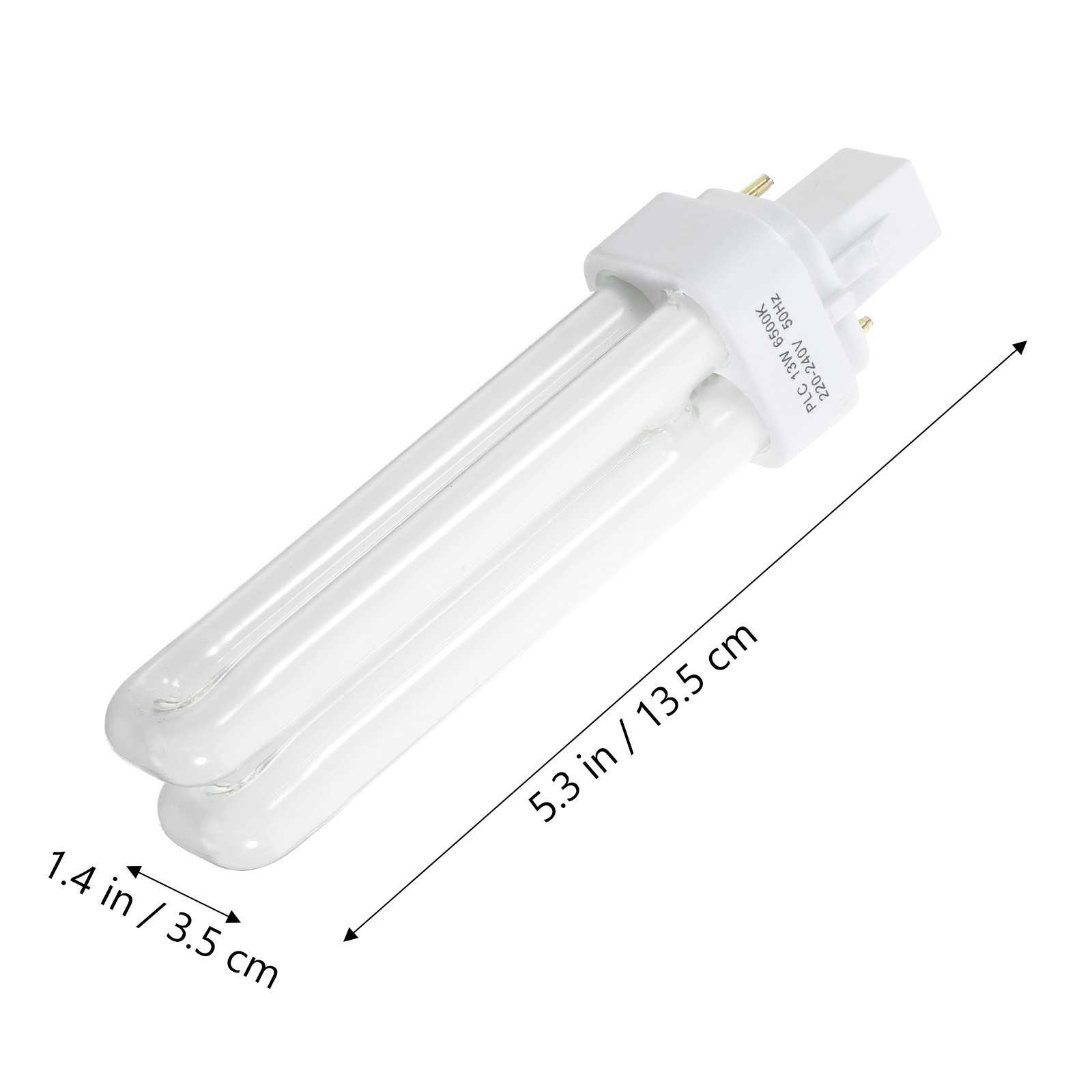 4 Saving Lamp Bulb Double Tube Fluorescent Compact Bulbs Fluorescence 13W Glass Plug LED Light 2 Pin