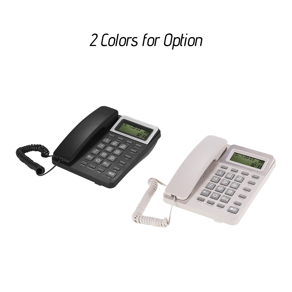Desktop Corded Landline Phone Fixed Telephone with LCD Display Mute/ Pause/ Hold/ Flash/ Redial/ Hands Free/ Calculator Function
