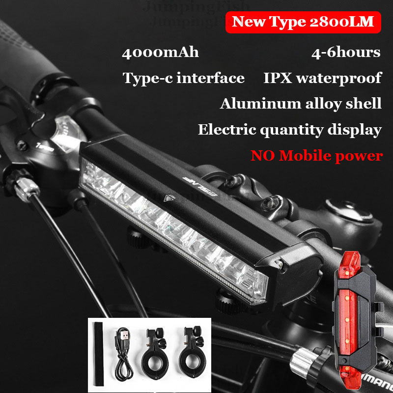 Fiets Licht Voor 5200LM Led Licht Voor Fiets 8000Mah Mountain Cycle Koplamp Lamp Mtb Fiets Licht Usb Zaklamp Super brigh: Light Grey