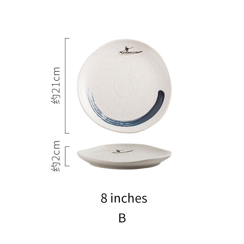 RHE Irregular edges Ceramic plate set Restaurant kitchen home dinner Steak Salad Dim Sum Plate Party porcelain plate: B-8 inches