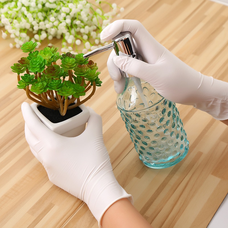 10 Stuks Wegwerp Wit Nitril Latex Handschoen Afwassen/Keuken/Werk//Tuin/Huishoudelijke Schoonmaak Handschoenen