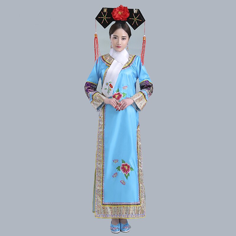 Vestido de la dinastía Qing de , vestido tradicional chino antiguo para mujer, traje de infantería Peri, bata teatral Dande Wear