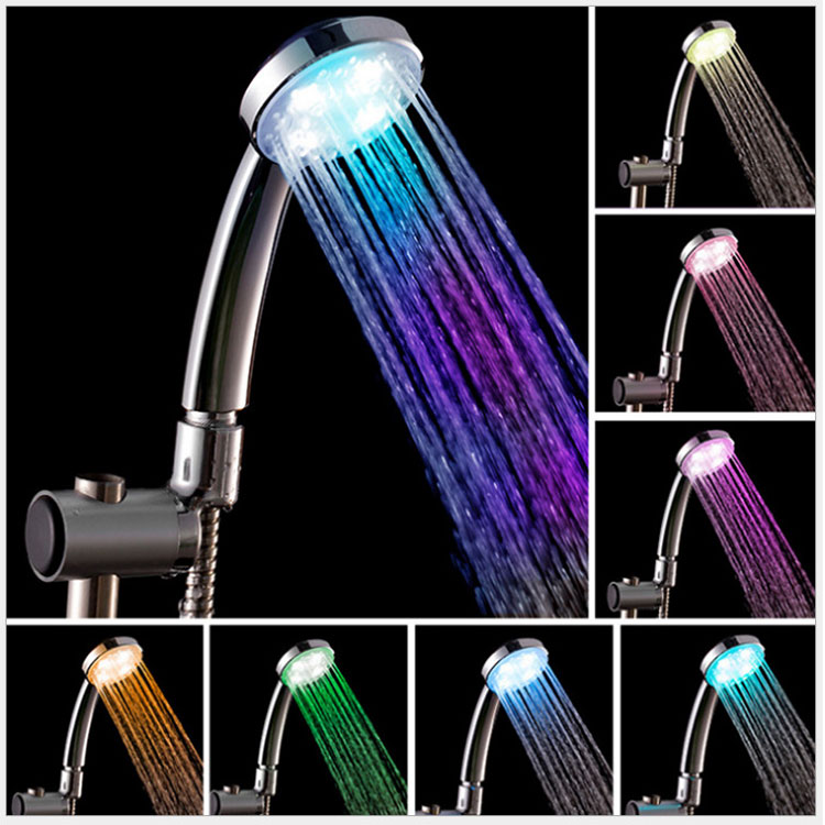Led Shower Head High Pressure Water Saving Rotating Portable Spa High Pressure Shower Head for Bathroom Showerhead Handheld: Colorful