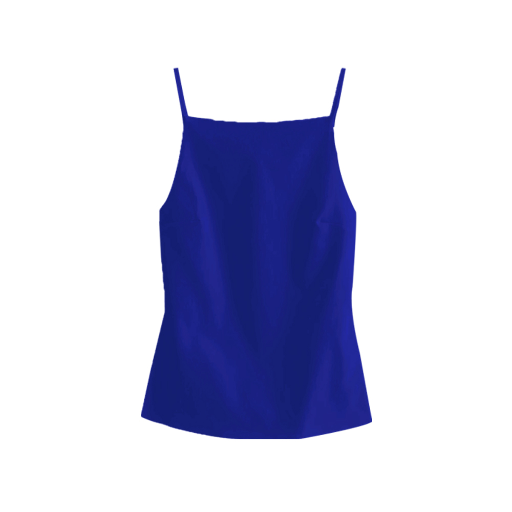 TRZA-Rückenfreie Tanktops für Damen, dünne Träger, gerader Ausschnitt, ärmellos, weibliche Camis, sexy: S / Tiefe Blau