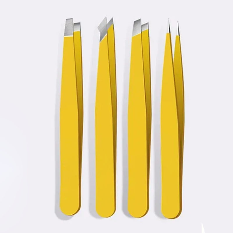 2/4 pçs pinças de sobrancelha conjunto pinças profissionais para sobrancelhas grande precisão para facial hairspinter e remoção de pêlos encravados f: YELLOW