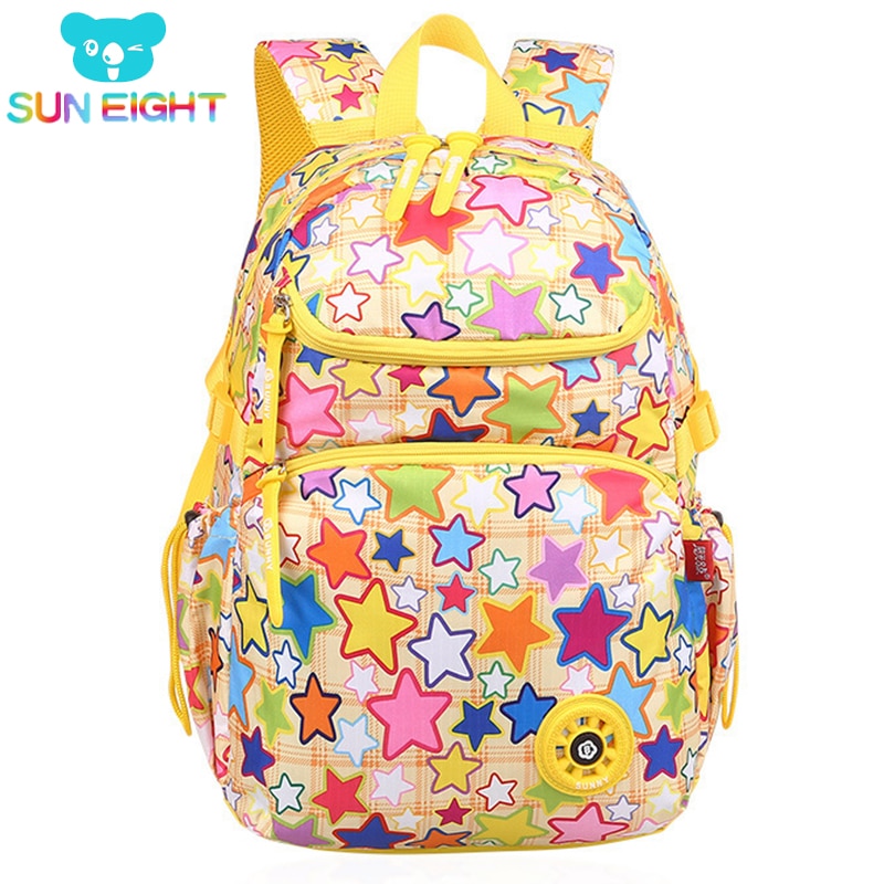 SONNE ACHT Glücklich Stern Mädchen Rucksack Licht Schule Tasche 43 CM Glücklich Stern Druck freundlicher Rucksack Pack Für Mädchen SchöNe