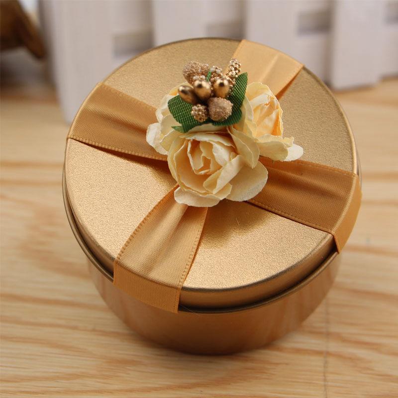 1 stk festopbevaringskasse blomsterindretning blikboks guld slikæske: Cirkulær
