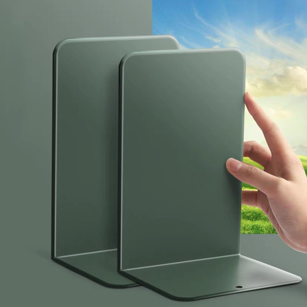 Desktop Organizer L-shaped Desk Bookends Durable Display Book Stand Simple INS Simple Metal Book Stand Storage Rack Stationery: green