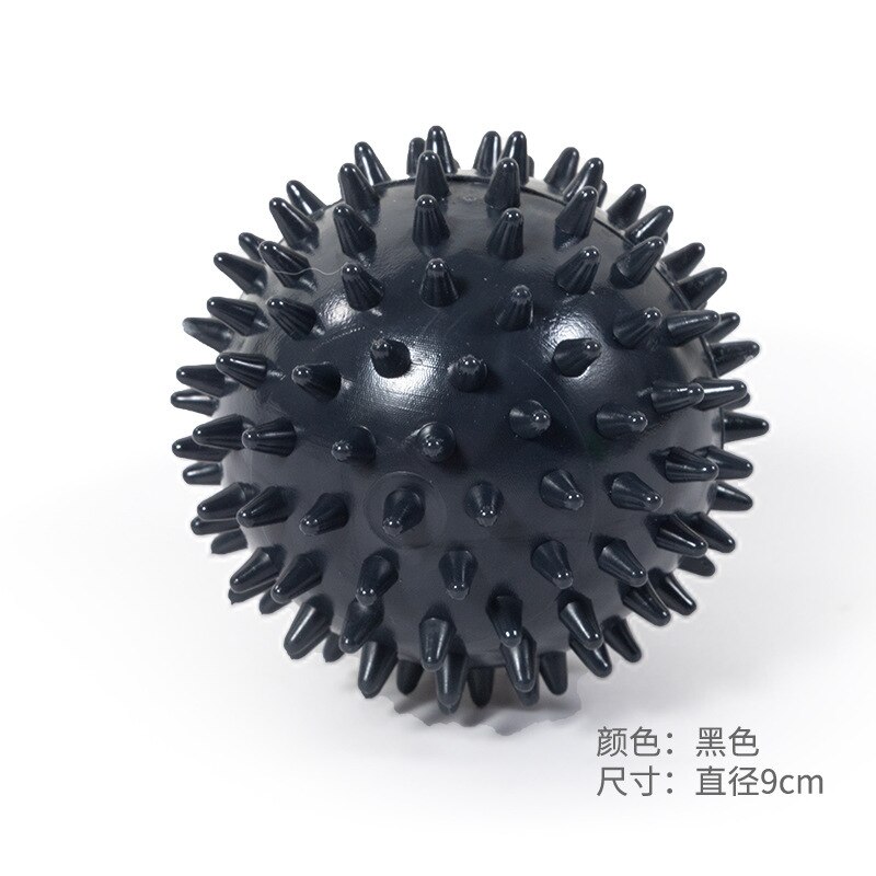 Pelota de masaje PVC de ejercicios suelas de mano PVC erizo sensorial agarre entrenamiento mano alivio de dolor en el pie bolas de 9cm: Black