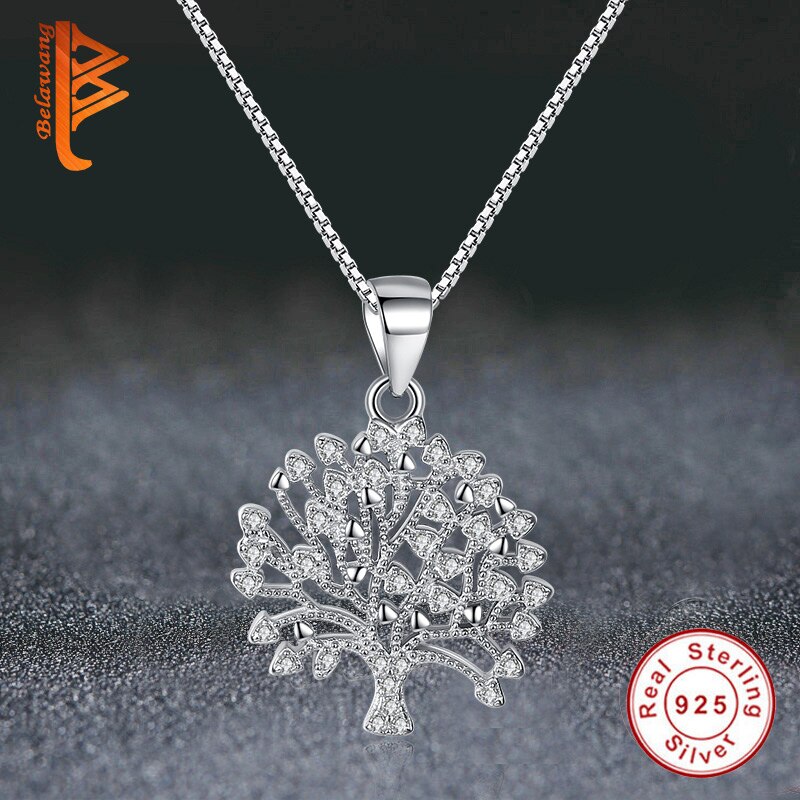 925 Sterling Silver Family Tree of Life Pendant Necklace for Women Girls, Zirconia Necklace Fine Jewelry Gifts for Wife, Mother and Girlfriend (Laserengraurelove you three thousand