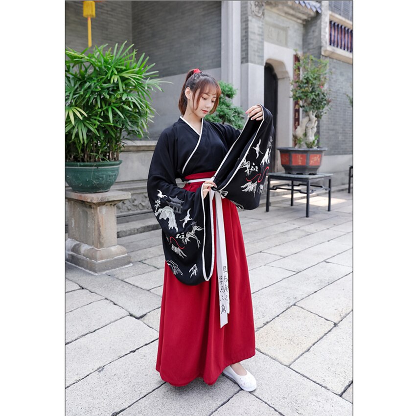 Man forntida kinesisk dräkt hanfu kran vintage vuxna kvinnor folk qing dynastin festival dräkt tangsuit maskeraddräkt fest vestidos