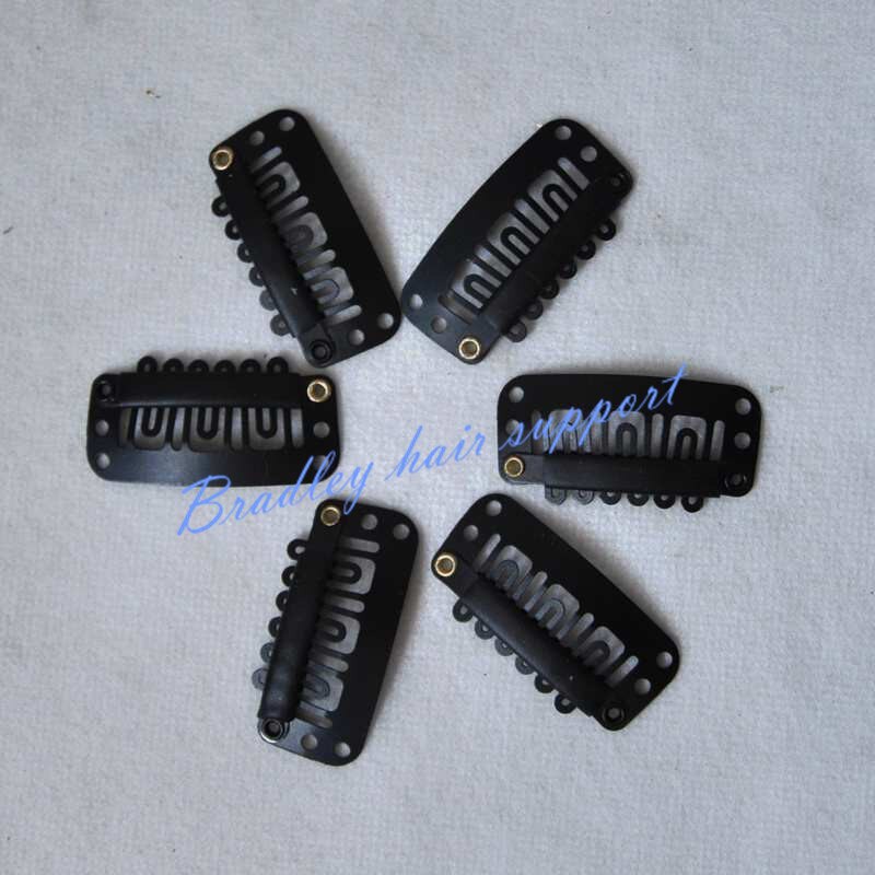 3.2 cm 6-W-Tube Rvs Snap Pruik Kam Clips Voor Machine Wefted/Weven Extensions Hair Extensions Clips 50 stks/zak