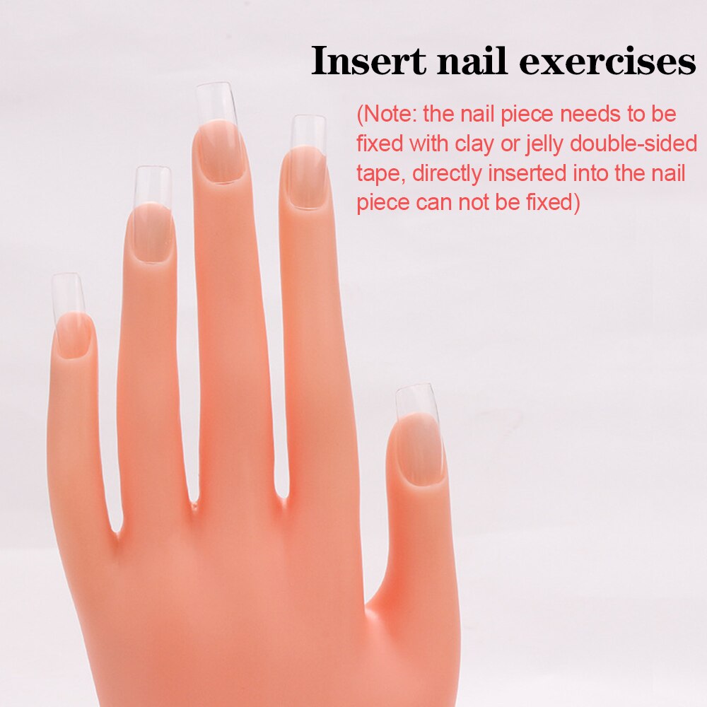 Soft Flexible Training Hand Model Silicone Nail Art Salon Practice Bendable Mannequin Hand Nail False Hand DIY Manicure Tools