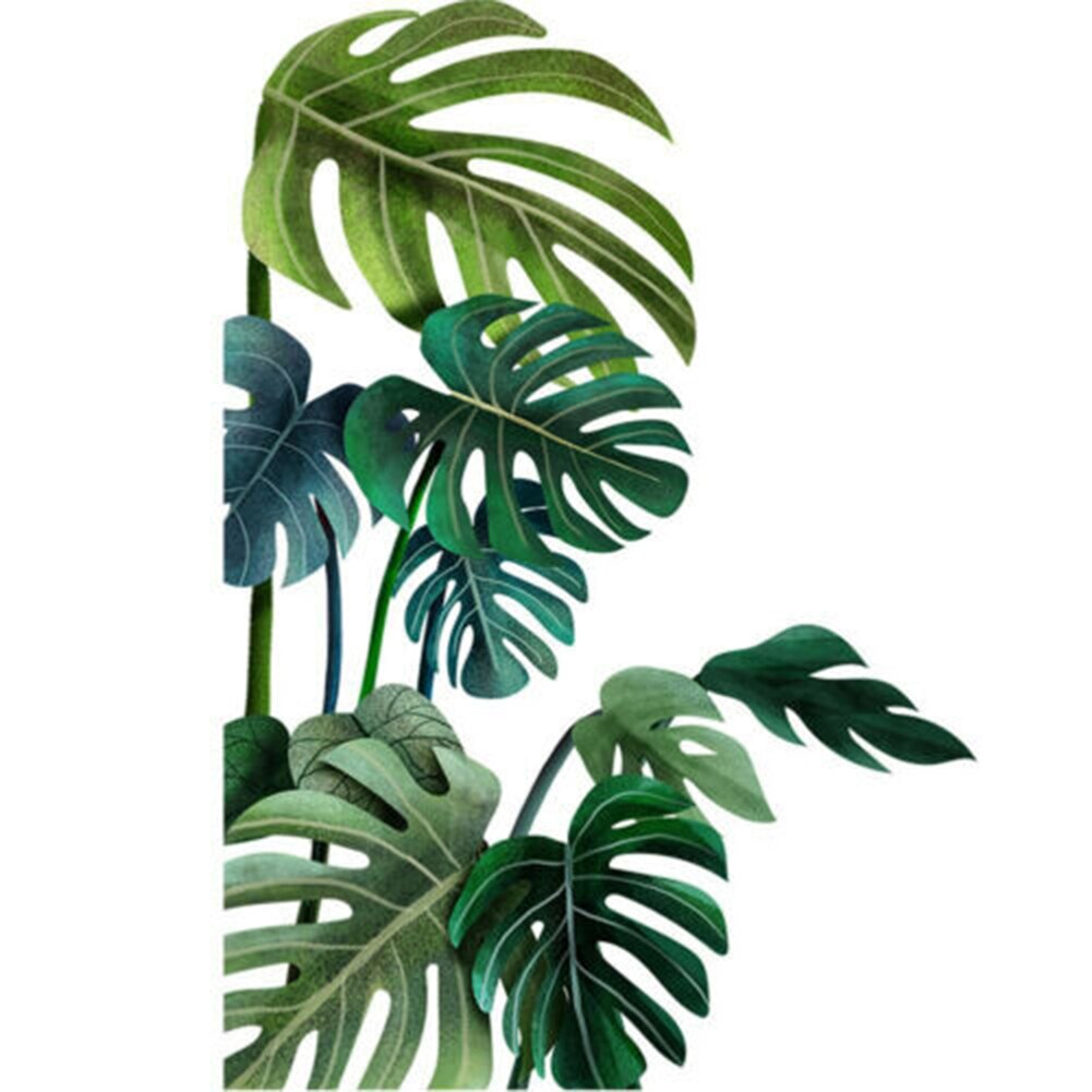 Tropical Leaves Wall Decals Fresh Green Palm Tree Leaf Removable Vinyl Wall Stickers for Home Living Room Office: 2