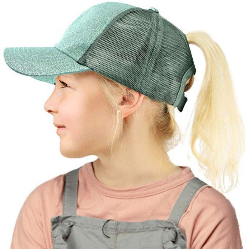 Gorro de malla para coleta para niños, gorra de béisbol para deportes al aire libre, correr, acampar, senderismo, sol, cola de caballo