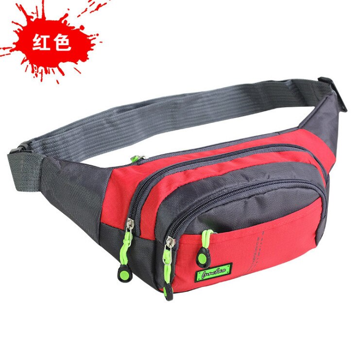 Zak Canvas Unisex Fanny Pack Taille Hip Belt Bag Purse Pouch Pocket Reizen Running Sport Bum Waterdichte: Rood