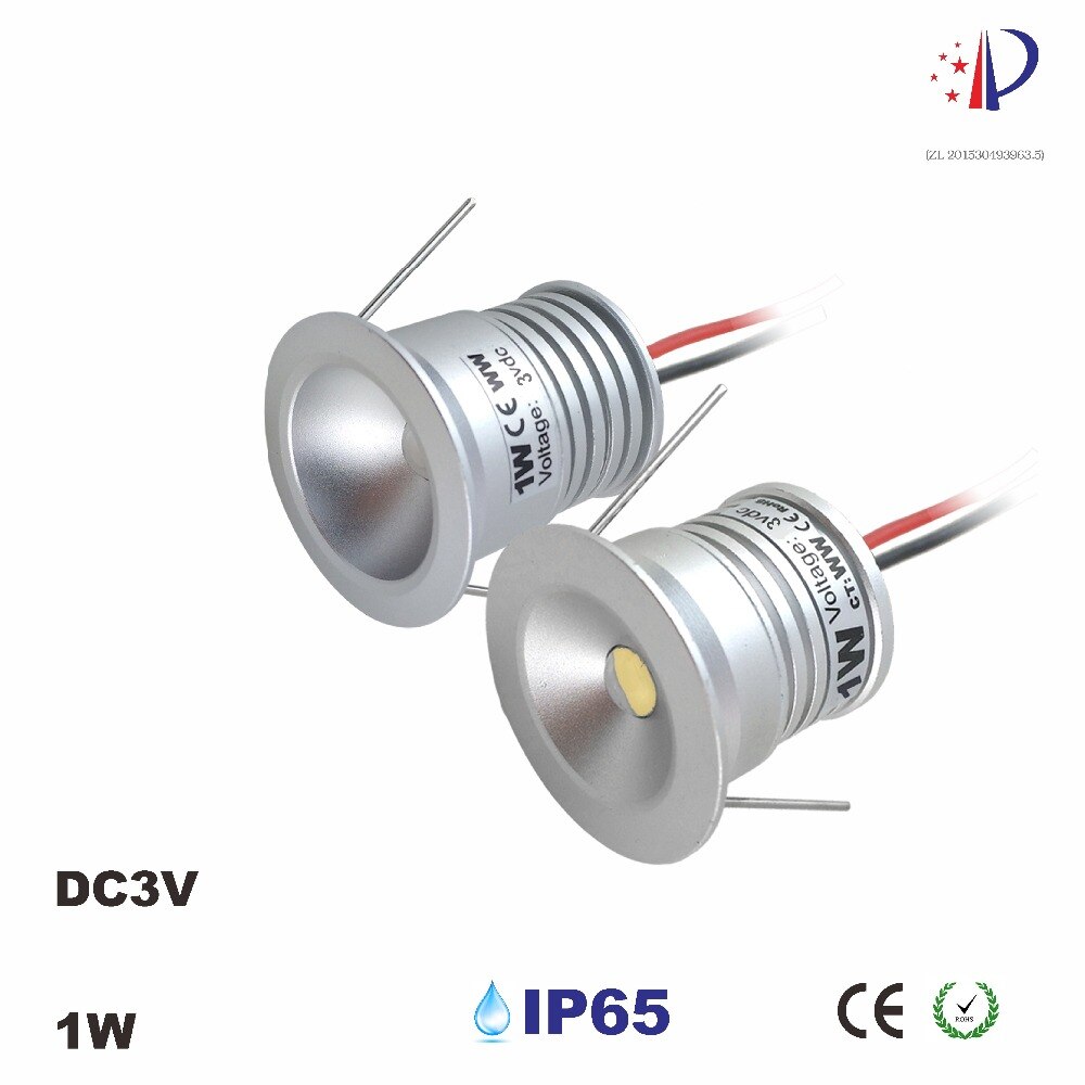 1W Mini Beleuchtung Eingang DC3V/300mA, 25mm Ausschnitt Led Downlight, 60D/120D CE ROHS Hause Dekoration Lampe IP65 12 stücke