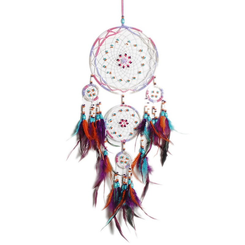 Nordic Indian Style Dreamcatcher Handmade Wind Chimes Hanging Pendant Dream Catcher Home Wall Art kids room Hanging Decorations: a