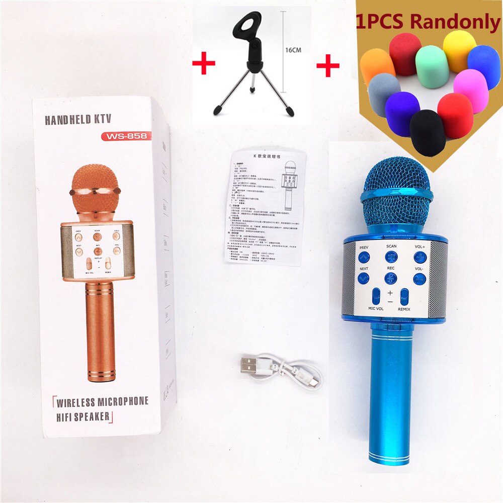 Bluetooth Handheld Karaoke Speaker Player Machine for Kids Adults Home KTV Party for Android/Iphone/Ipad/Pc Girl Boy (Blue)