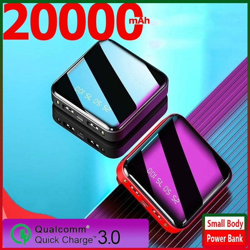 Mini powerbank 20000 mah grote capaciteit h mobiele voeding externe batterijlader 2 usb-poort powerbank voor xiaomi samsung