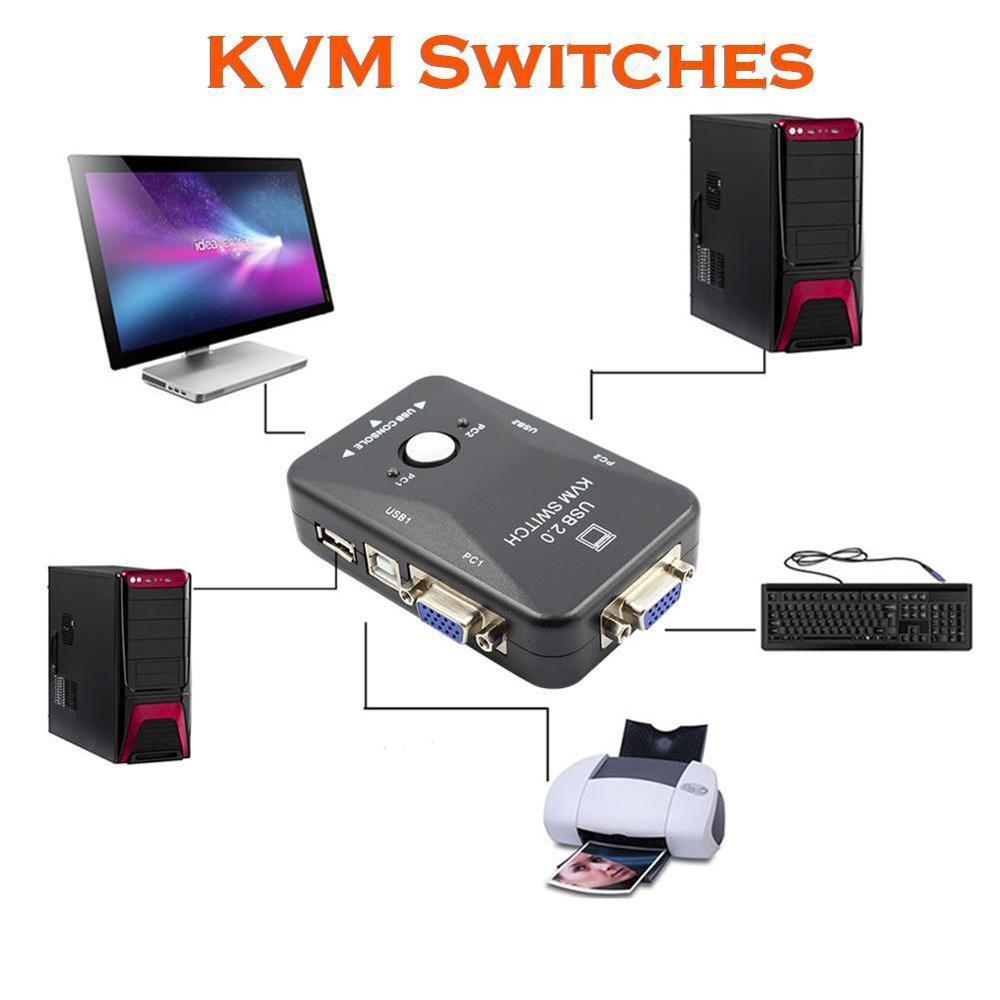 Newest USB KVM Switch Switcher 2 Port VGA SVGA Switch Box USB 2.0 Mouse Keyboard 1920*1440 Switch