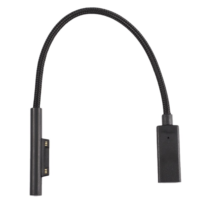 0.2m fêmea USB-C cabo de carregamento para a superfície pro 6/5/4/3 portátil de superfície 1/2, 45w 15v pd náilon trançado cabo de carregamento