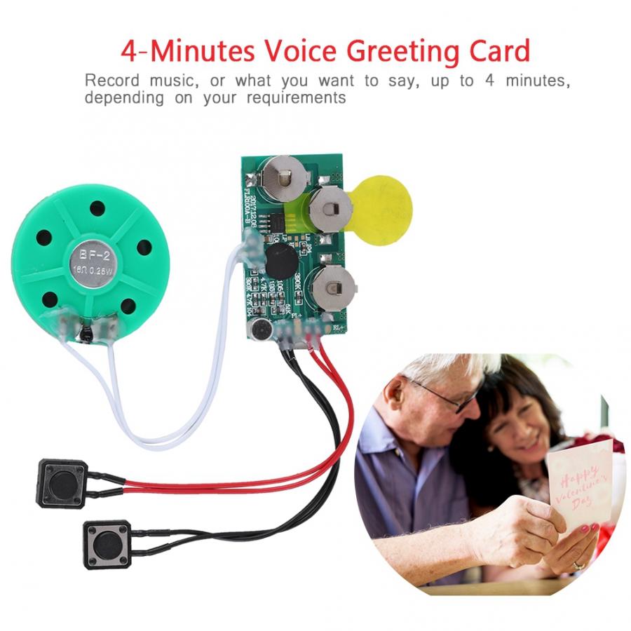 1 DIY Greeting Card Sound Voice Chip Module Battery 4 Minutes Record Music for Birthdays Craft Decor Toy Homemade