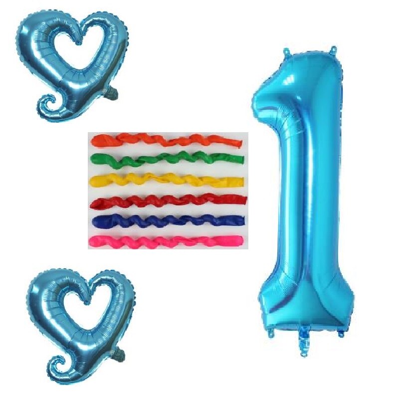 9 stk baby shower 1st fødselsdagsfest dekorationsforsyninger folie antal balloner 18 tommer hjerte latex helium oppustelig globos ballon: Blå
